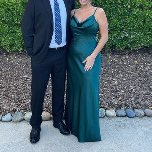 Elegant Green Satin Gown